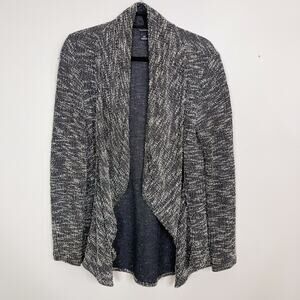 Club Monaco Kiki Textured Drape Front Cardigan Sweater Gray Black Small S Womens